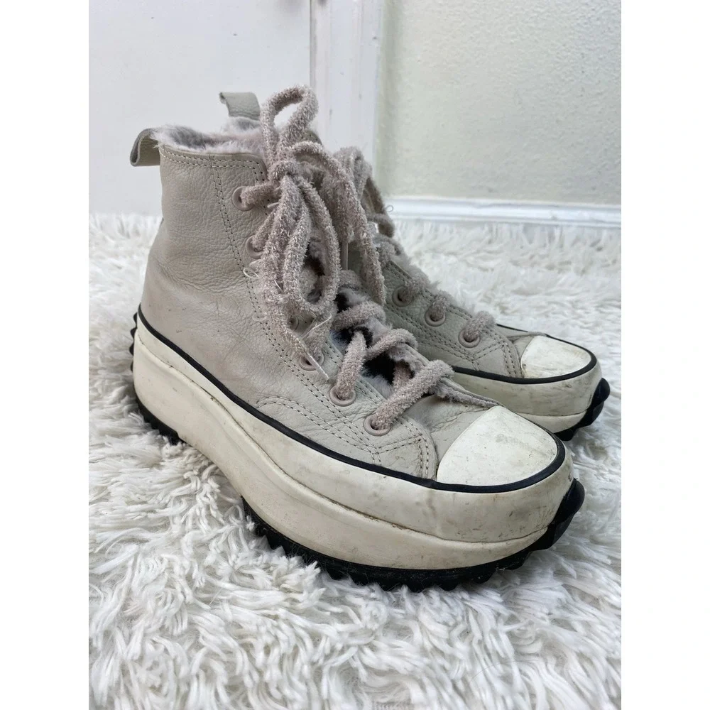 Converse Chuck Taylor Women's 7.5 Pale Gray Leather Block Heel High Tops